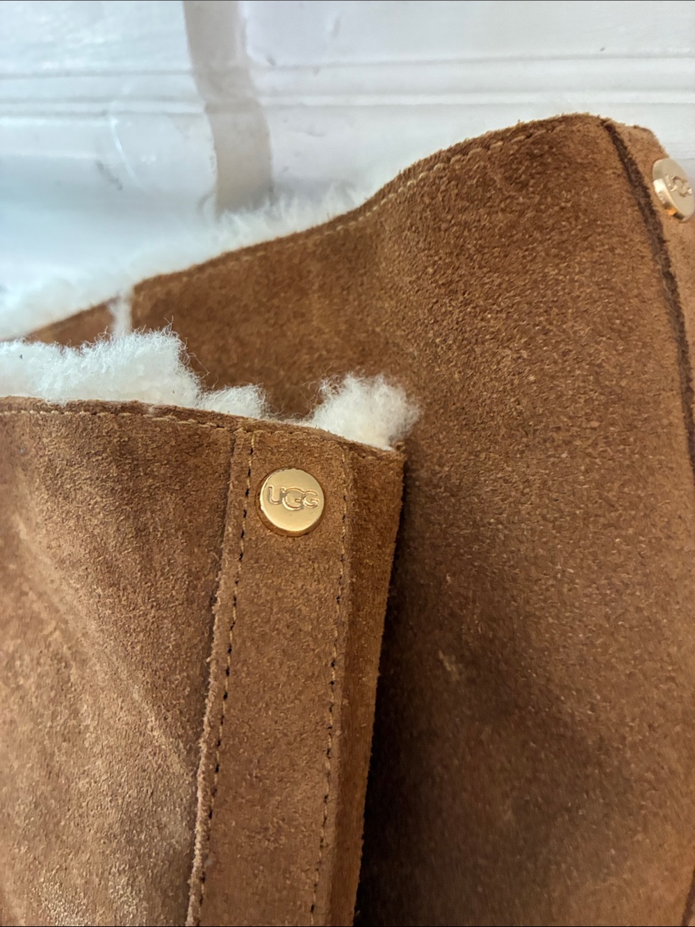 UGG Tall Suede Shearling-Lined Boots in Chestnut - Picture 4 of 12